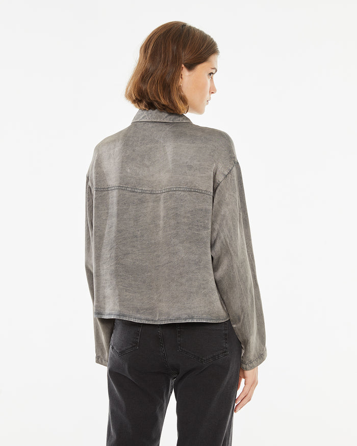 system action Camisa gris de manga larga doble bolsillo frontal Tienda