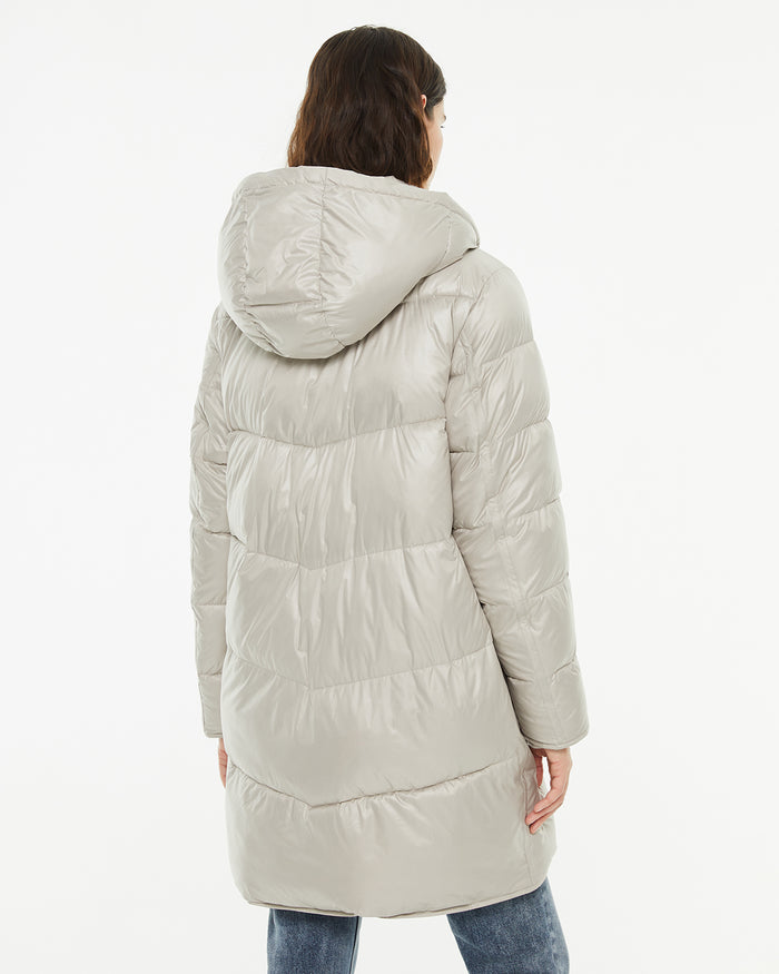 system action Anorak midi acolchado con capucha cierre frontal cremallera Rebajas online