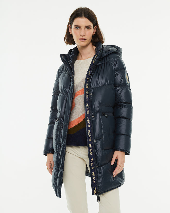 system action Anorak midi acolchado con capucha cierre frontal cremallera Rebajas top