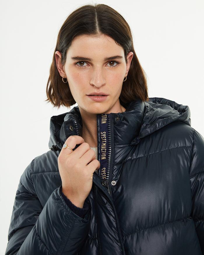system action Anorak midi acolchado con capucha cierre frontal cremallera Rebajas top