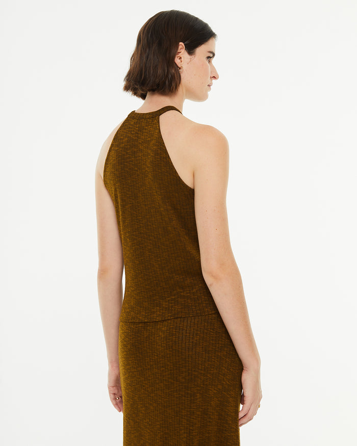 system action Top ajustado canalé efecto jaspeado cuello halter COMPRAR AHORA