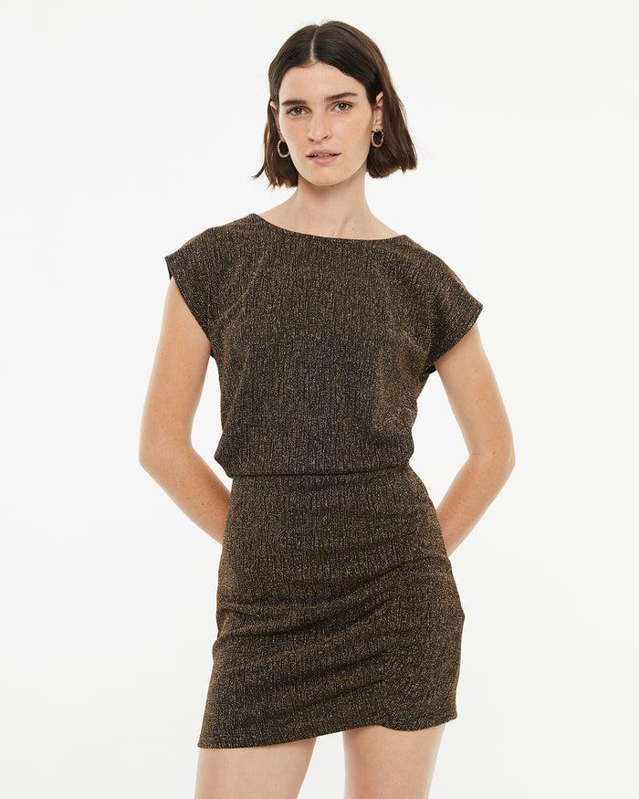 system action Vestido corto hombros caídos y espalda cruzada Último día