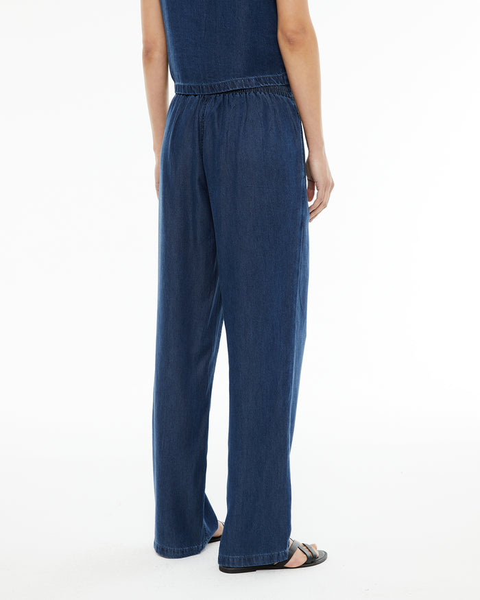 system action Pantalón de tencel efecto denim con goma en cinturilla Envío internacional gratuito