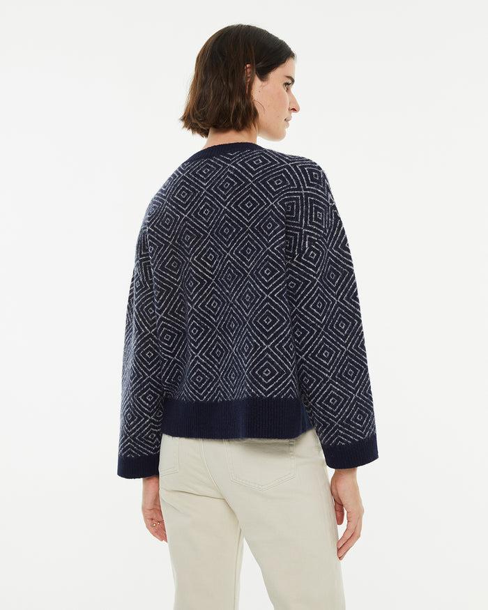 system action Jersey cuello redondo jacquard rombos bicolor Oferta exclusiva