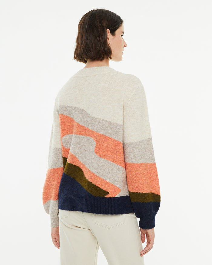 system action Jersey cuello redondo jacquard paisaje Última moda