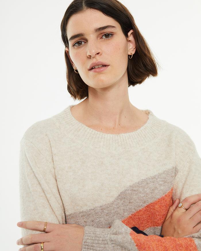 system action Jersey cuello redondo jacquard paisaje Última moda