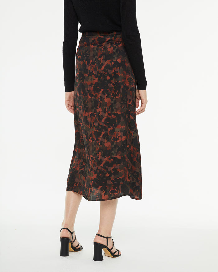system action Falda midi estampada evasé con cremallera invisible En línea