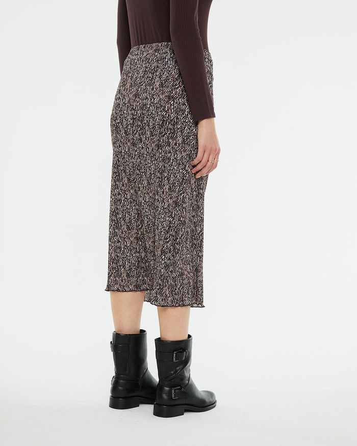 system action Falda midi plisada estampada Outlet online