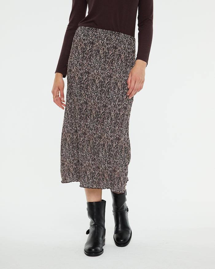 system action Falda midi plisada estampada Outlet online