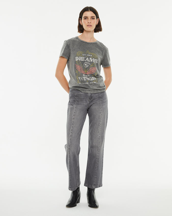 system action Camiseta oversize manga corta estampado alas Gran oferta