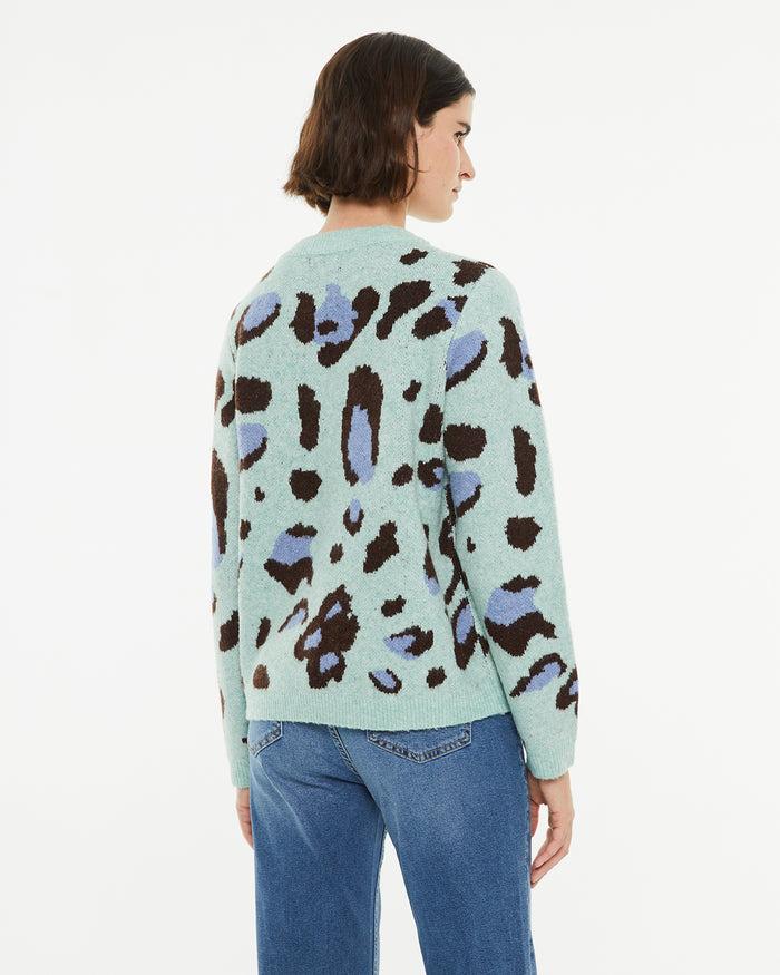 system action Jersey recto jacquard animal print acabados rib Oferta especial