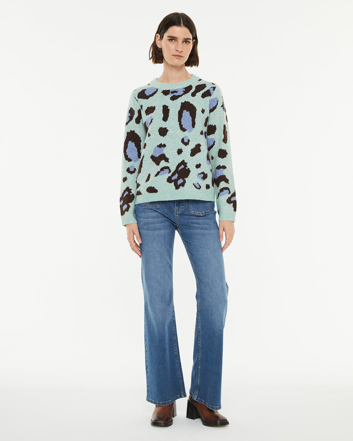 system action Jersey recto jacquard animal print acabados rib Oferta especial