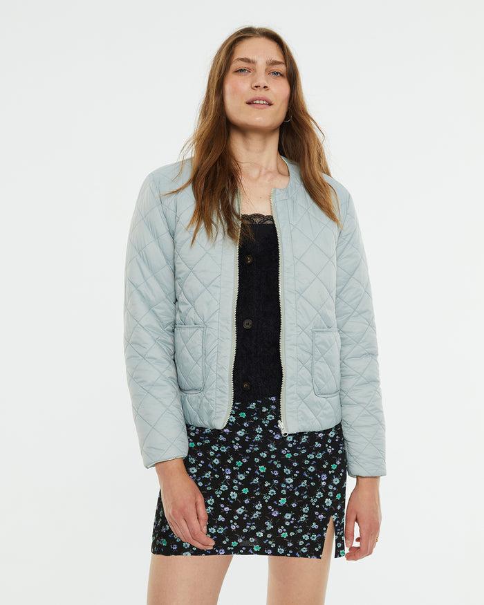 system action Anorak corto reversible gris y turquesa Oferta especial de fábrica