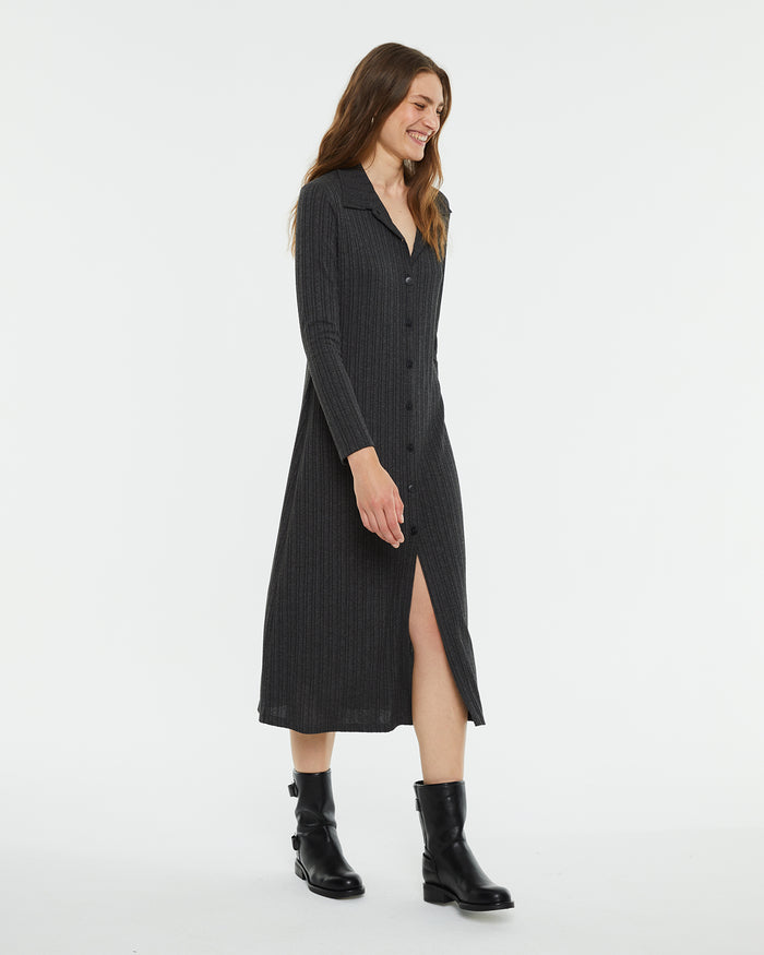 system action Vestido midi de canalé cuello polo Solo queda un día