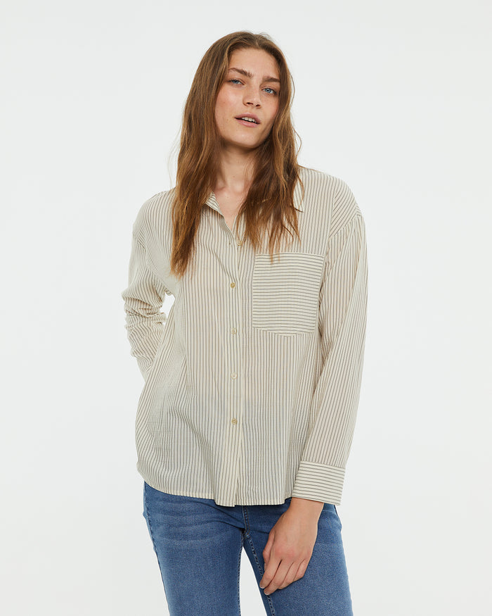 system action Camisa oversize de rayas con manga larga