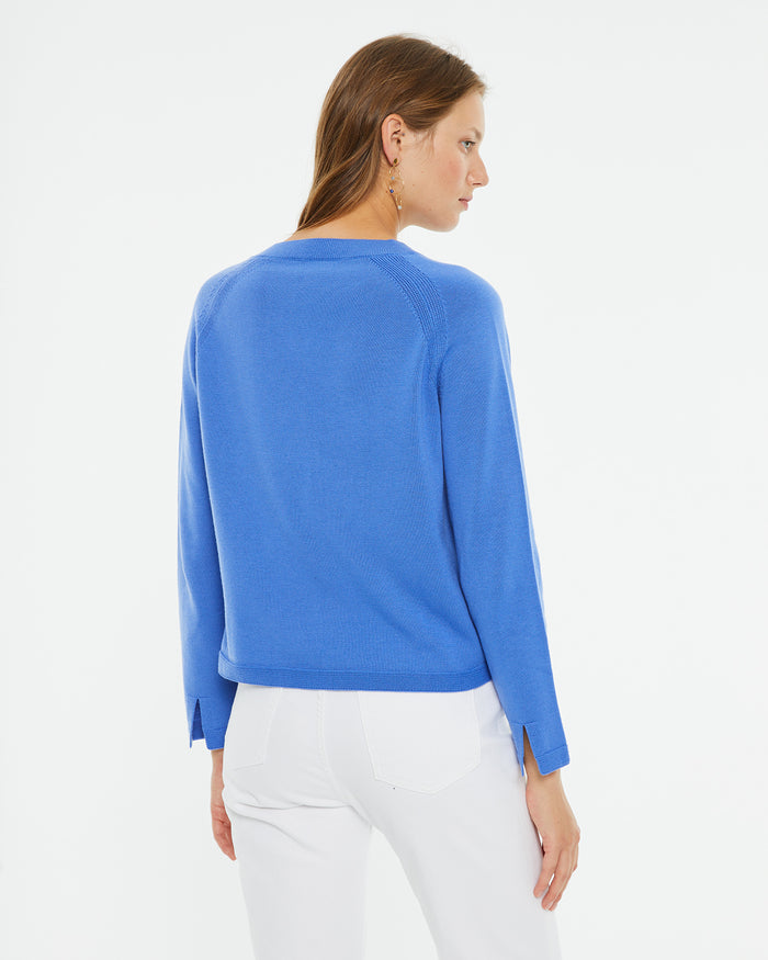 system action Jersey básico con lana cuello pico Outlet