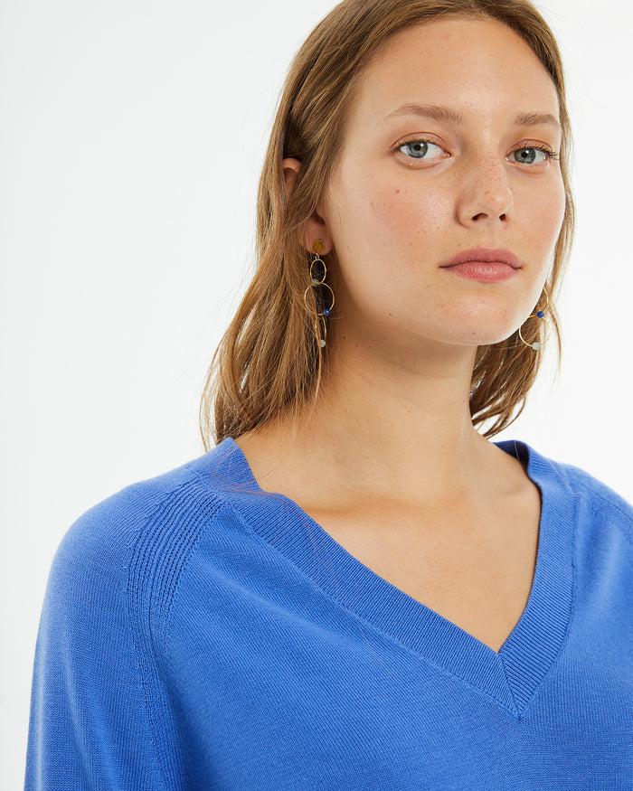 system action Jersey básico con lana cuello pico Outlet