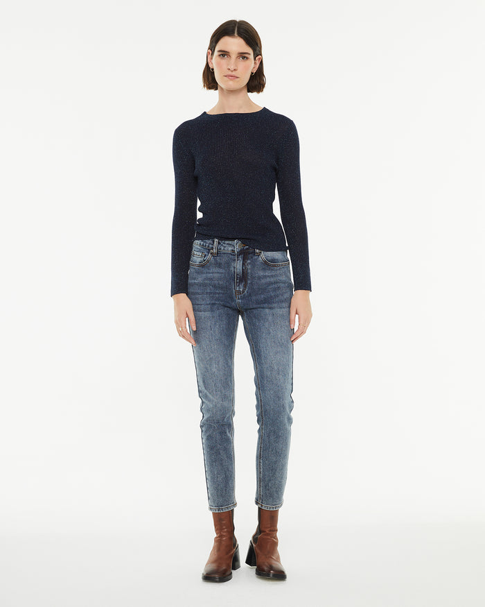 system action Pantalón denim slim fit tiro medio efecto lavado