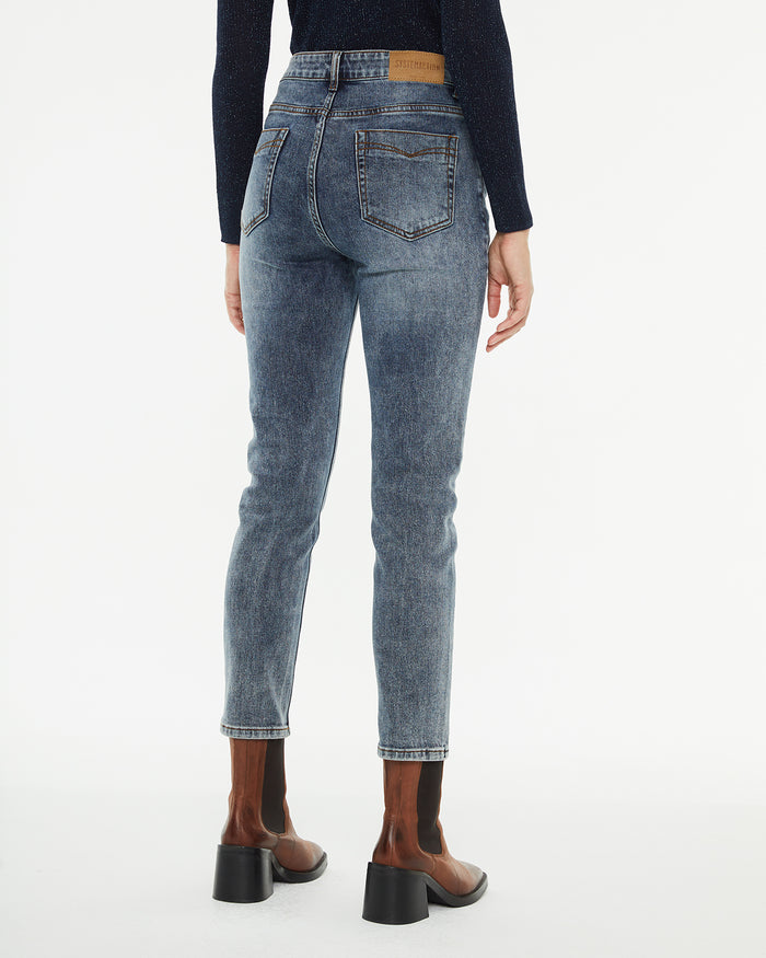 system action Pantalón denim slim fit tiro medio efecto lavado Rebajas online