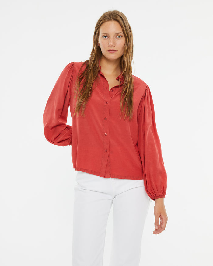 system action Camisa manga larga con botones efecto lavado