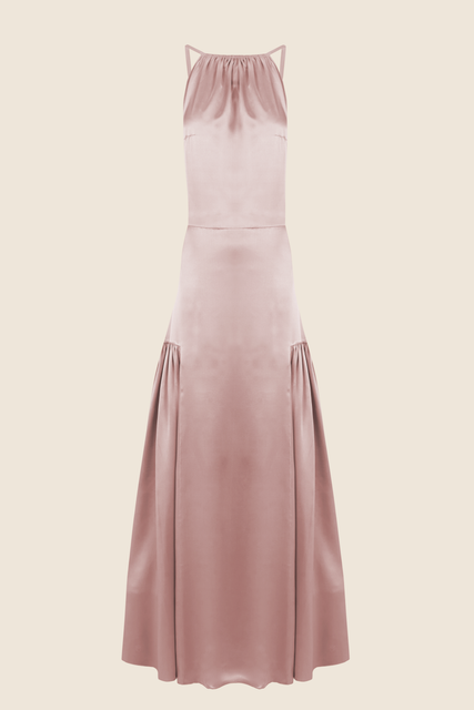 teresa helbig VESTIDO SEDA HALTER ROSA