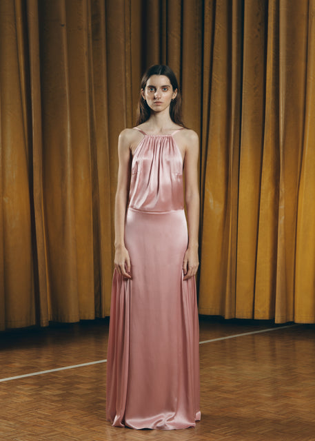 teresa helbig VESTIDO SEDA HALTER ROSA Promoción por tiempo limitado