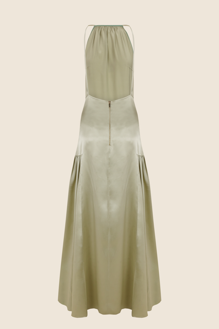 teresa helbig VESTIDO SEDA HALTER VERDE Liquidación