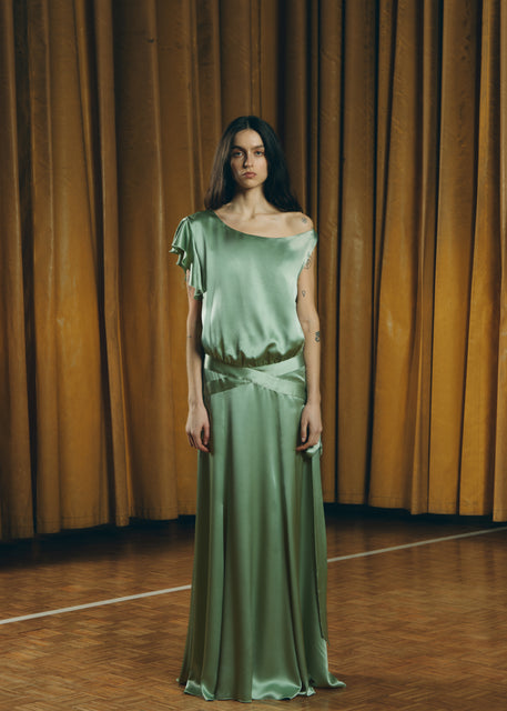 teresa helbig VESTIDO SEDA AÑOS VEINTE VERDE Tienda de fábrica