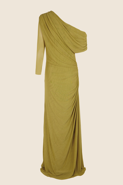 teresa helbig VESTIDO TUL DRAPEADO VERDE Limitado a 3 días