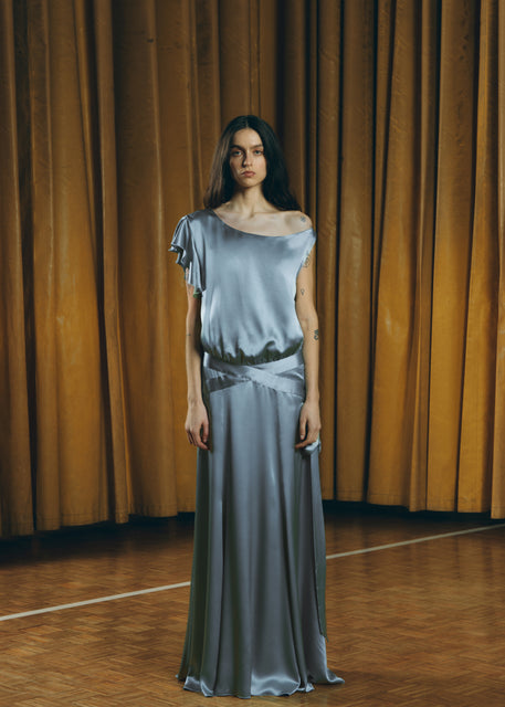 teresa helbig VESTIDO SEDA AÑOS VEINTE AZUL Oferta exclusiva