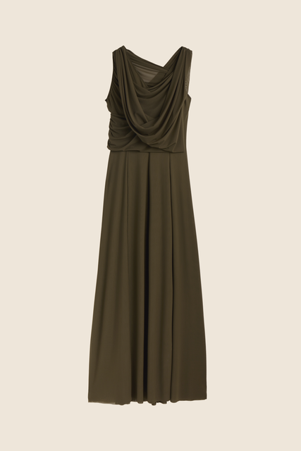 teresa helbig Vestido drapeado capucha kaki Devoluciones gratuitas