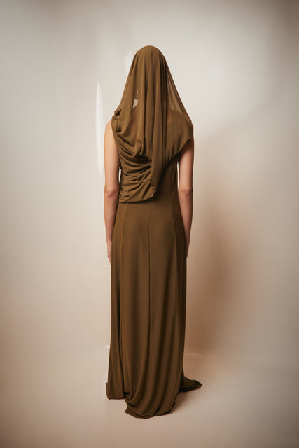 teresa helbig Vestido drapeado capucha kaki Devoluciones gratuitas