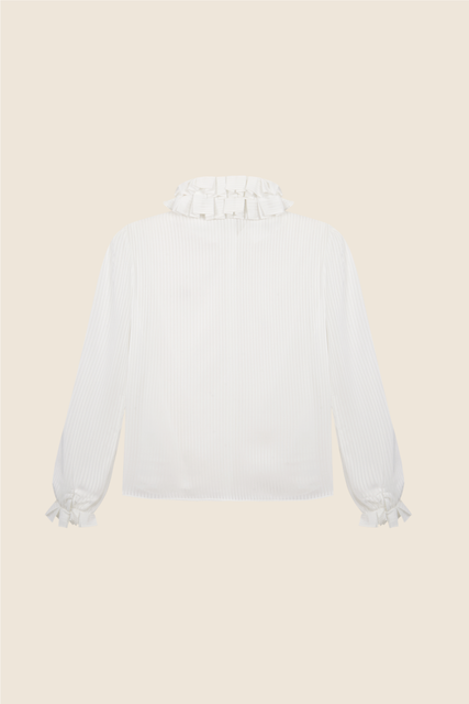 teresa helbig Camisa gasa con cuello plisado En oferta
