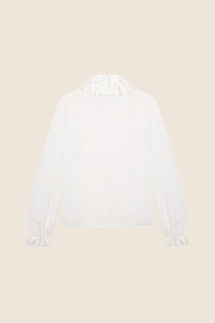 teresa helbig Camisa lúrex con cuello plisado Gran oferta