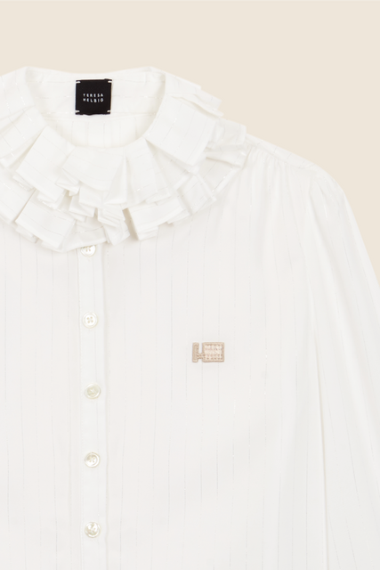 teresa helbig Camisa lúrex con cuello plisado Gran oferta