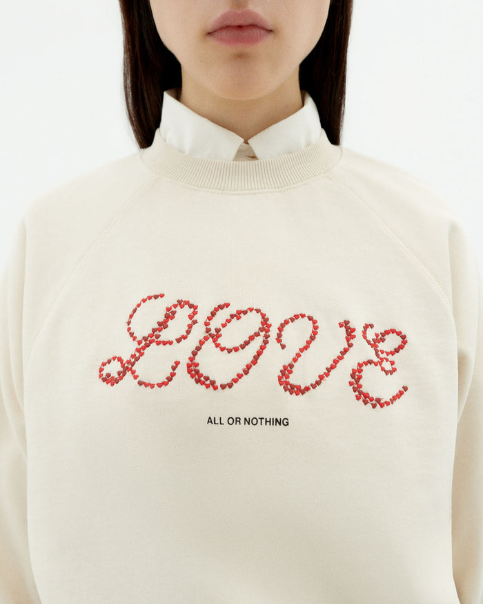 thinking mu Sudadera blanca love heart Bonnie Promoción por tiempo limitado
