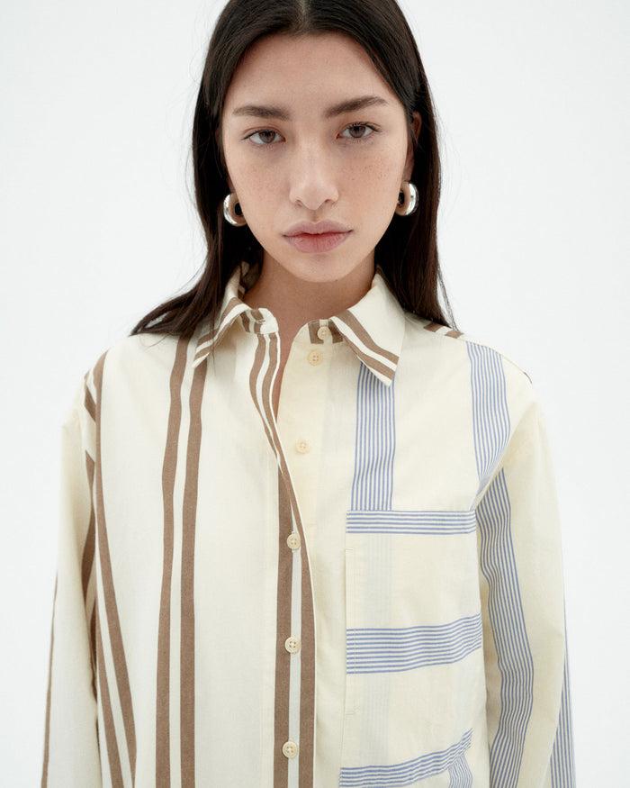 thinking mu Blusa rayas marrón y azul Marcelle Precios de Black Friday