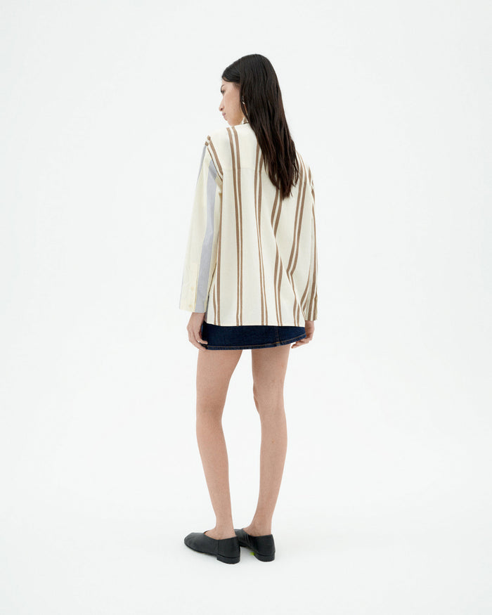 thinking mu Blusa rayas marrón y azul Marcelle Precios de Black Friday
