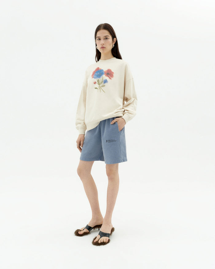 thinking mu Sudadera blanca blurry flower Jimena Última moda