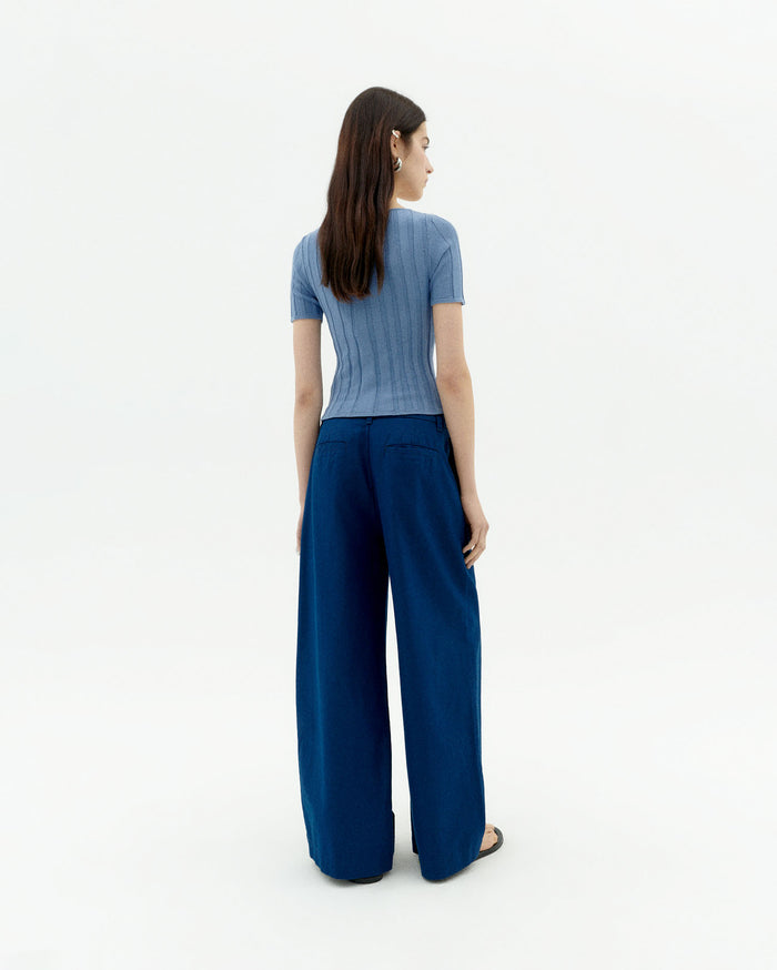 thinking mu Pantalón azul hemp Pat Venta caliente