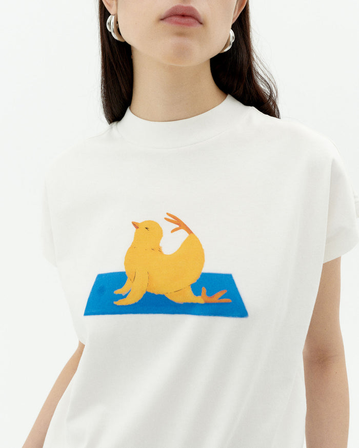 thinking mu Camiseta blanca yogui animal Volta Mejor oferta