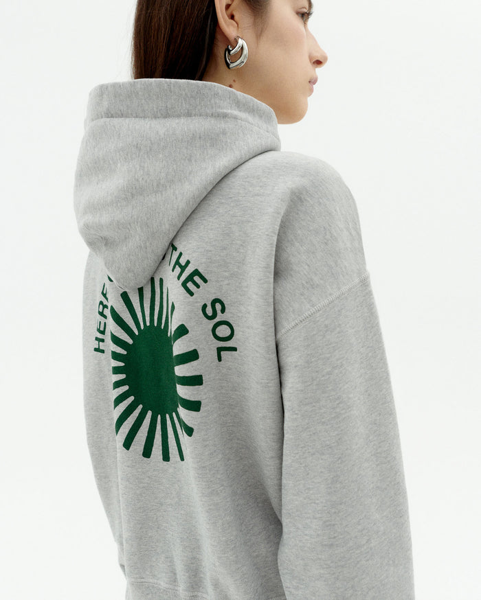 thinking mu Sudadera gris con capucha retro sol Valeria Rebajas top
