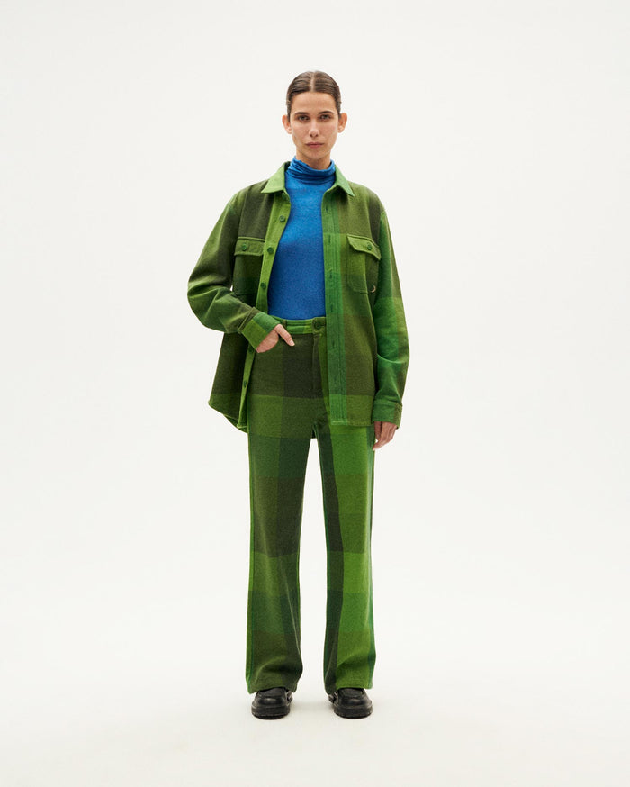thinking mu Pantalón verde central blanket Coral Precio ultrabajo