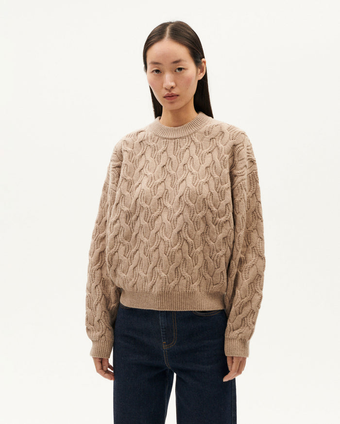 thinking mu Jersey beige trenzado lana Carmen