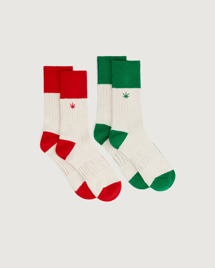 thinking mu Pack calcetines verdes y rojos Hemp Peu