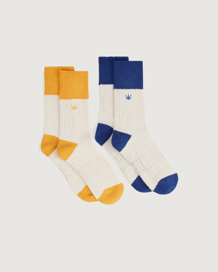 thinking mu Pack calcetines amarillos y azules Hemp Peu