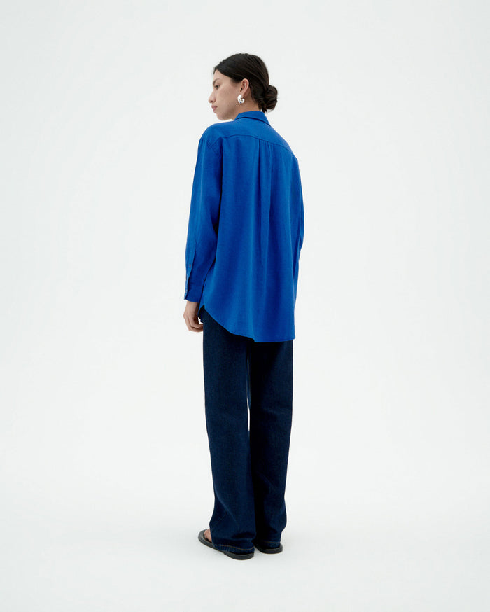 thinking mu Blusa azul hemp Gia Descuento