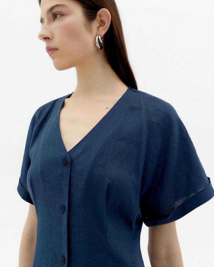 thinking mu Vestido navy hemp Laura Liquidación