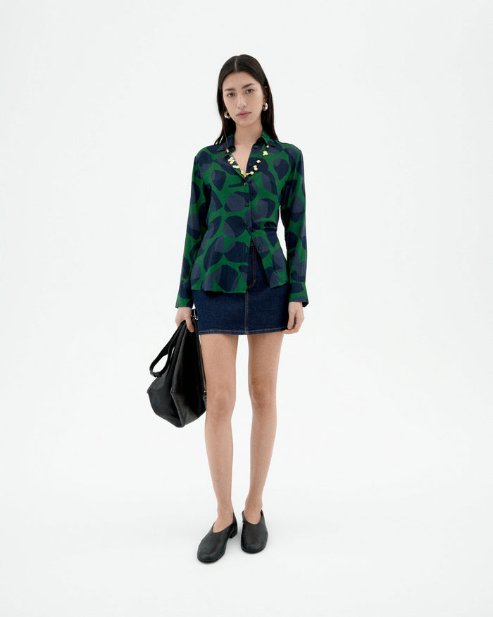 thinking mu Blusa verde leaf Katha Precio de fábrica