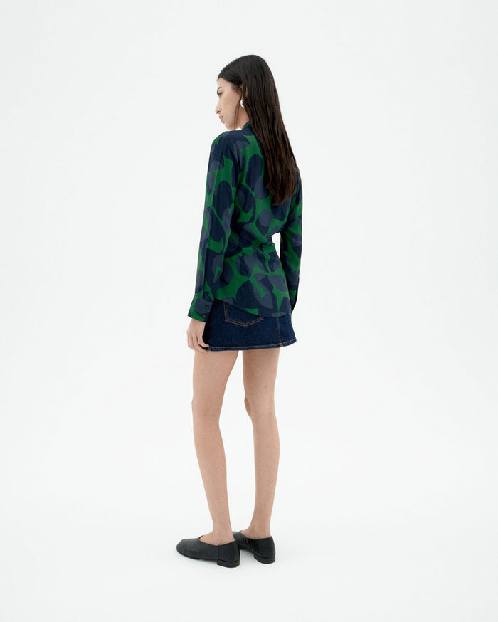 thinking mu Blusa verde leaf Katha Precio de fábrica